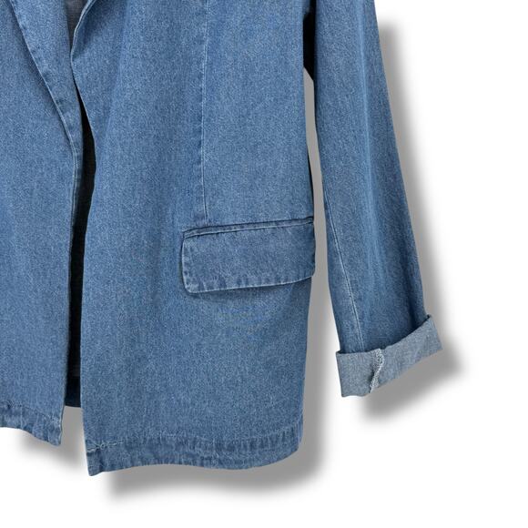 Steve Madden Payton Chambray Blue Denim Blue Blazer Jacket Women's Size Small - Picture 2 of 6